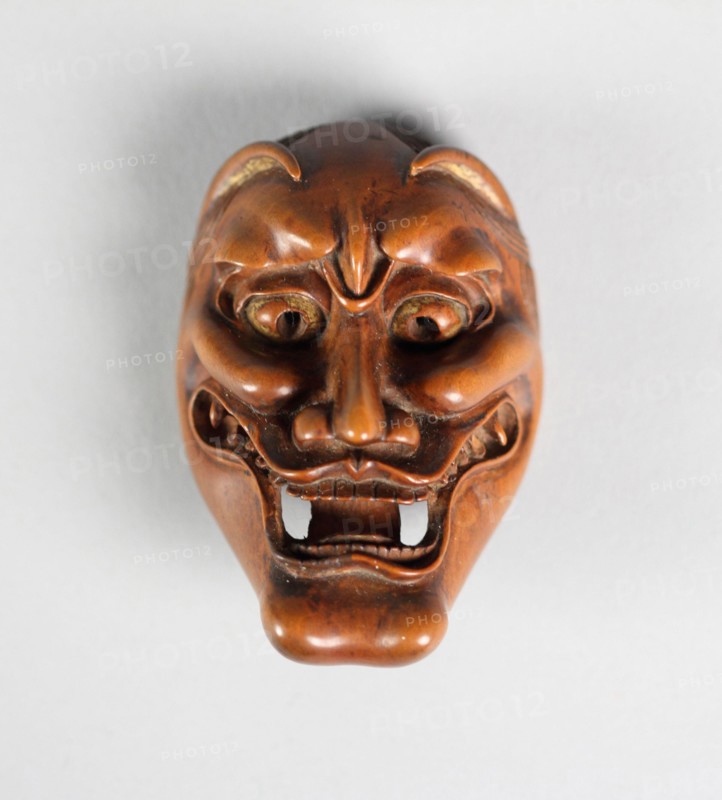 Netsuke of Noh Mask: Hannya 19th century Japan. Netsuke of Noh Mask: Hannya. Japan. 19th century. Wood. Edo (1615–1868) or Meiji period (1868–1912). Netsuke