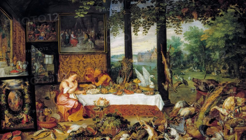 Allegory Of The Sense Of Taste, painting in oil on panel by Peter Paul Rubens, 1617-1618