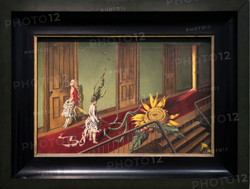 Paris, France - 11 09 2024: Surrealism exposition. Eine Kleine Nachtmusik painted by Dorothea Tanning