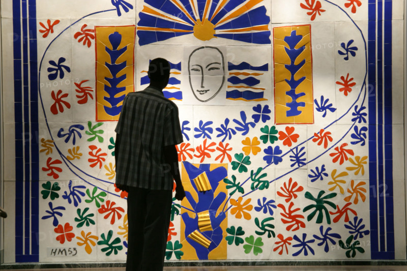 Ohio Toledo Museum of Art,exhibit exhibits collection collections painting paintings,Henri Matisse artist artists tile mural,man men male silhouette l