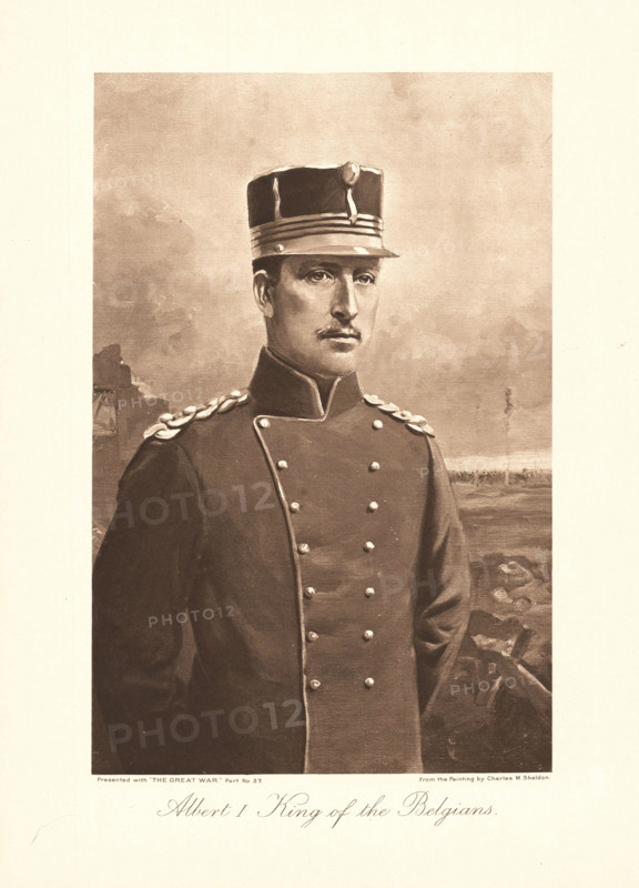 1915 The Great War Illustration of Albert I, King of the Belgians