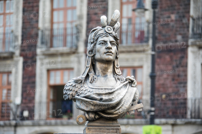 Bust of Cuauhtemoc on Zocalo, the last Aztec emperor, Mexico City, Mexico