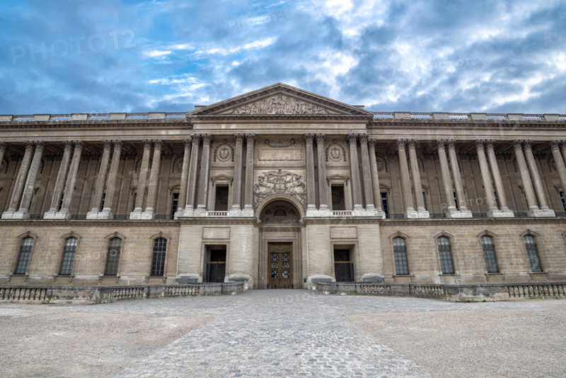 The colonnade of the Louvre Palace in style of classicism France Paris September 2017.