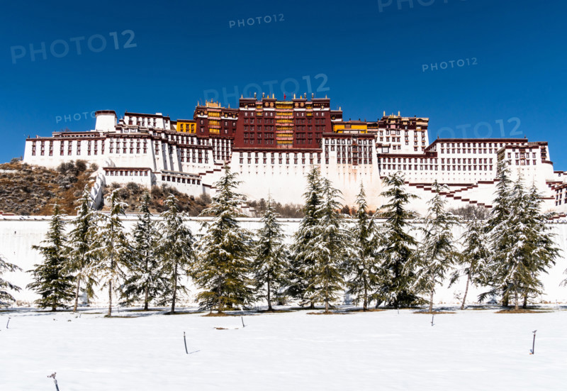 The famous Potala palace on a sunny winter day in Lhasa in Tibet, China.