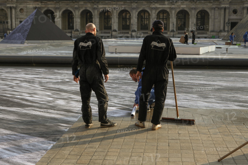 The street artist JR transforms the courtyard of the Louvre. For the 30th anniversary of the Louvre Pyramid, from March 26 to March 31, 2019 by instal