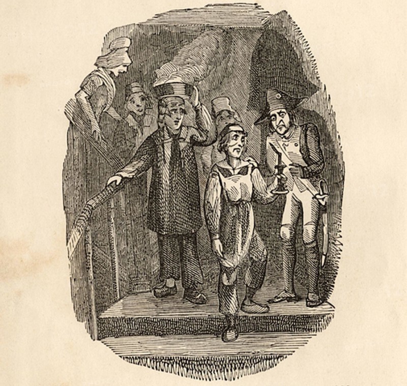 George Cruikshank - Vidocq escaping by means of the Fosse Family.