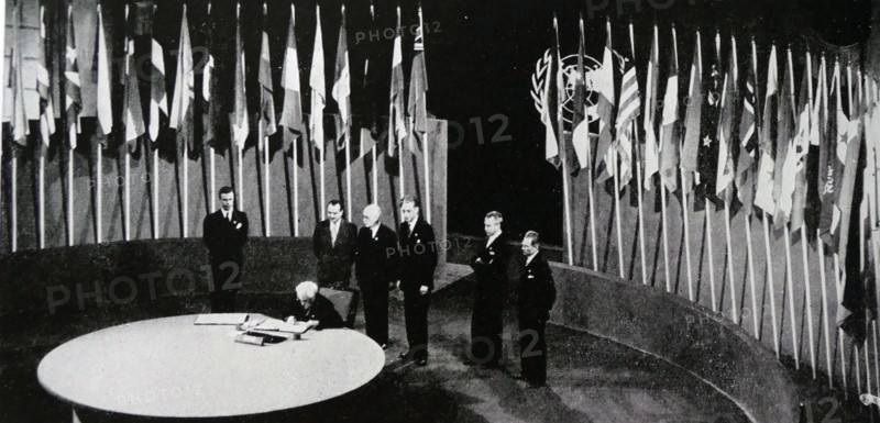 the UN Conference on International Organization opened in San Francisco, 25 April 1945, attended by 50 governments and a number of non-governmental organizations involved in drafting the UN Charter.