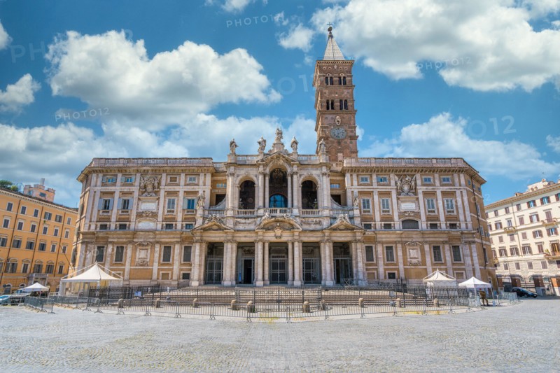The marvelous facade of the Basilica of Santa Maria Maggiore in Rome, Italy.