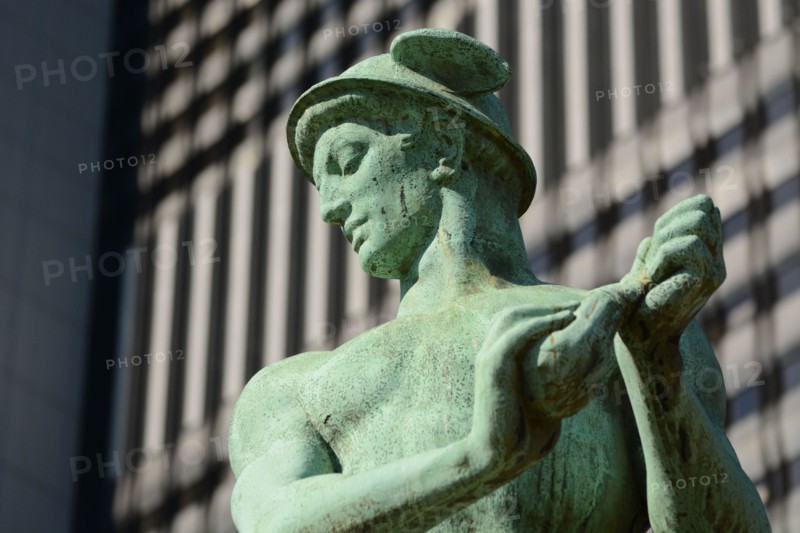 Sculpture of the ancient greek god Hermes, also known as the Roman god Mercury, the God of trade, merchants, Shepherds and travelers.