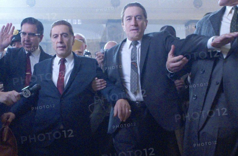 THE IRISHMAN 2019 Netflix film with Robert De Niro at right nxt to Al Pacino