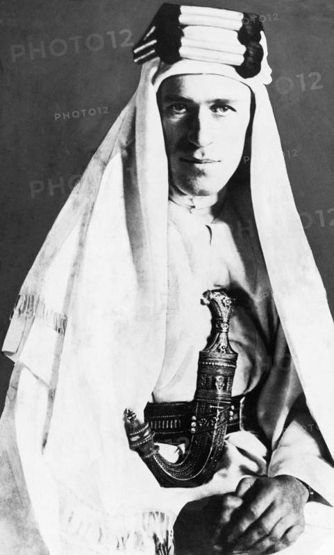 Lieutenant Colonel Thomas Edward (T.E.) Lawrence, an officer in the British army known for his role in the Arab revolt against Ottoman Turkish rule of 1916-18 during World War One. He was commonly known by his nickname Lawrence of Arabia.