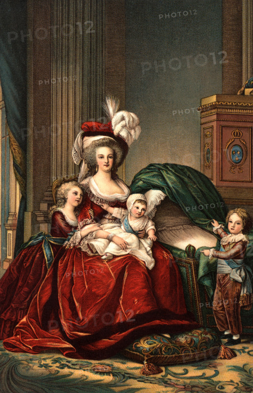 1787 PORTRAIT OF MARIE ANTOINETTE LOOKING AT CAMERA QUEEN OF FRANCE WITH HER CHILDREN BY PAINTER VIGEE-LEBRUN
