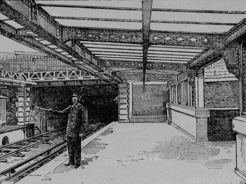 La Bastille subway station, Paris, Picture from the French weekly newspaper l'Illustration, 14th  July 1900