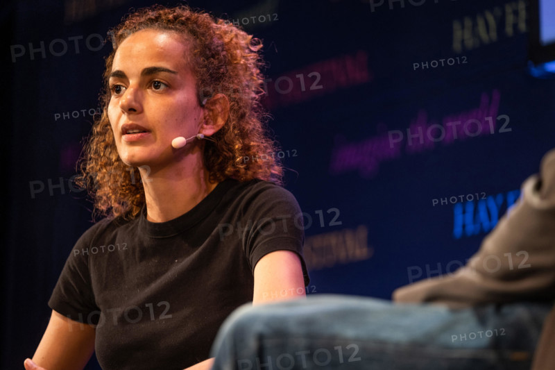 The Hay Festival, Hay on Wye, Wales UK , Saturday 01 June 2019.   Leïla Slimani,  Franco-Moroccan writer and journalist. In 2016 she was awarded the Prix Goncourt for her novel Chanson douce.  Appearing on stage at the 2019 Hay Festival  The festival, now in its 32nd year, held annually in the small town of Hay on Wye on the Wales - England border,  attracts the finest writers, politicians and intellectuals from  across the globe for 10 days of talks and discussions, celebrating the best of the written word and critical debate  Photo © Keith Morris / Alamy Live News
