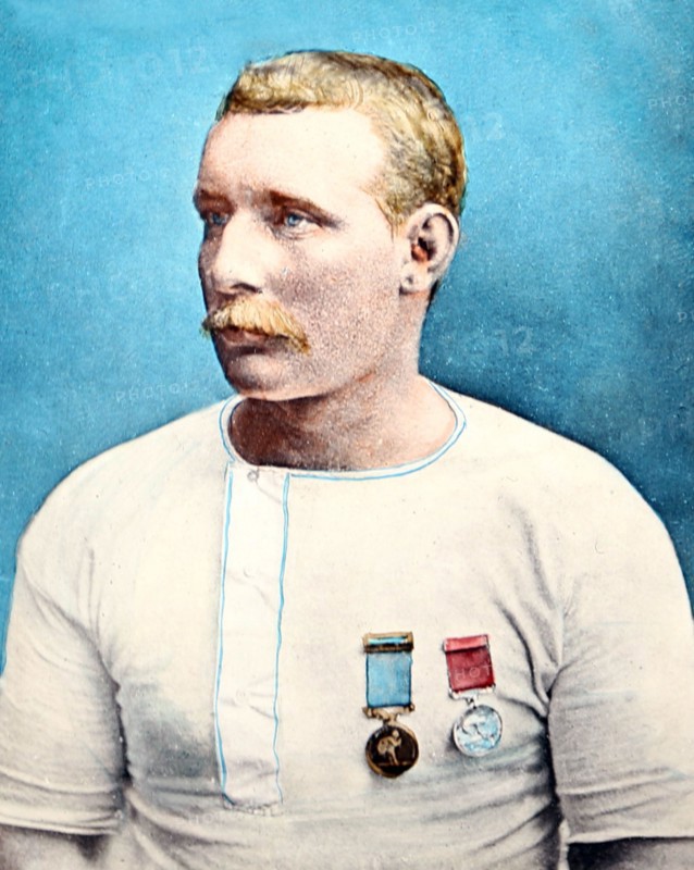 Captain Matthew Webb (hand coloured photo)