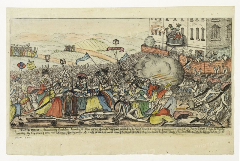 Females Furies James Gillray (1757-1815), graveur anglais. "La colère des femmes de Paris" ("Females Furies"). Eau-forte couleur, 5 octobre 1789. Paris, musée Carnavalet.