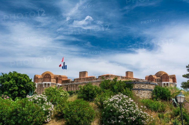 Tourists visiting the Citadel in St Tropez, an amazing piece of architecture and offers great views of the town and bay beyond.