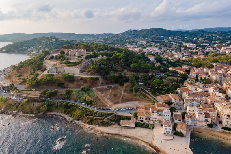 Aerial view of Saint-Tropez citadelle in French Riviera (South of France)