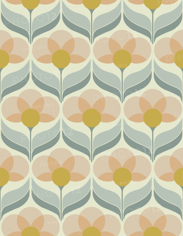 Vector illustration of seamless flower wallpaper in sixties style