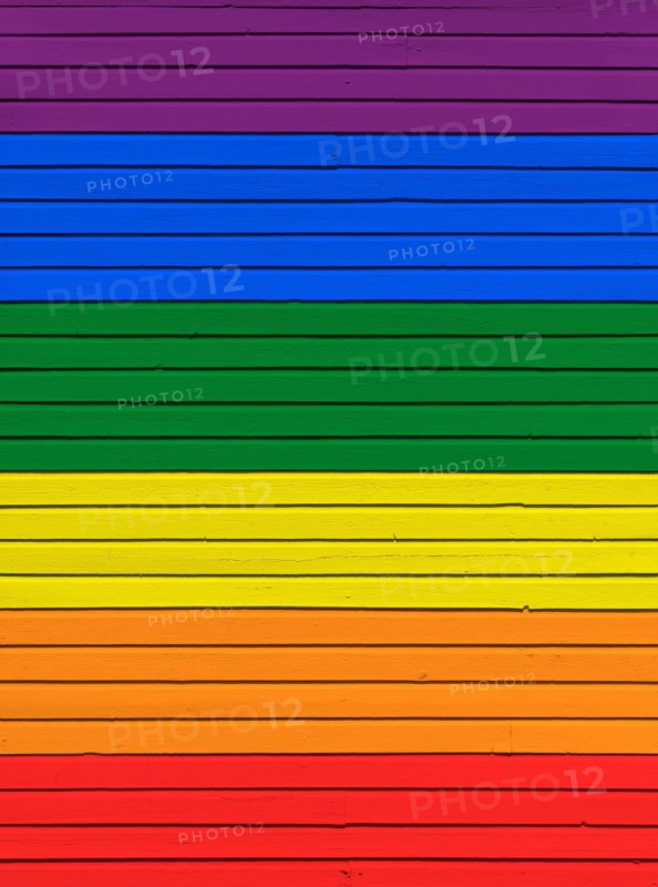Wood board wall painted in rainbow flag colors. Abstract textured background. Gay pride and LGBT movement flag concept.