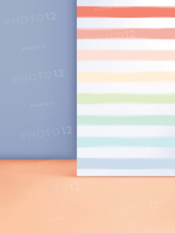 Vector 3D Illustration Minimal Pastel Studio Shot Background with Rainbow Stripe Pattern for Product Display.