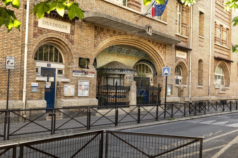 France, Paris, 15 area, 1912 Elementary school covered in mosaÃ¯que