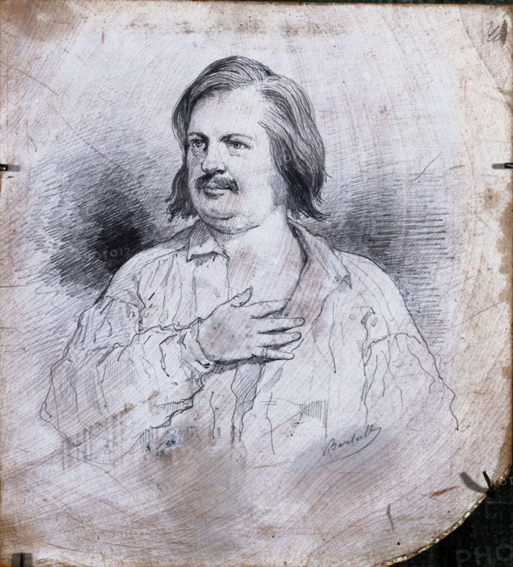 Bertall (Charles Albert d'Arnoux, dit, 1820-1882). Honoré de Balzac (1799-1850), French writer. Print. Paris, Balzac house. 33625-7 Arms, writer, French writer, print, hand, portrait, torso