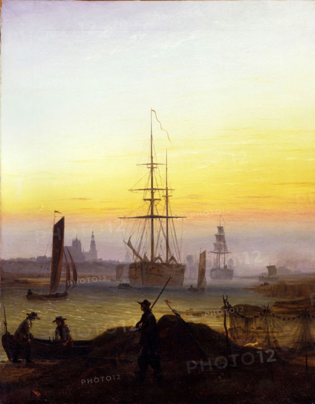 The Greifswald harbor.  Caspar David Friedrich. c. 1818/1820.