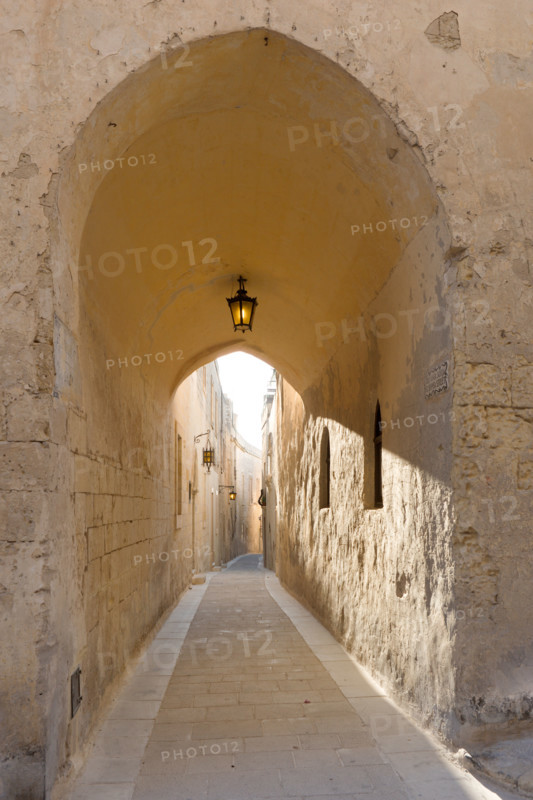 Typical street in the medieval walled city of Mdina (once the island capital), Malta