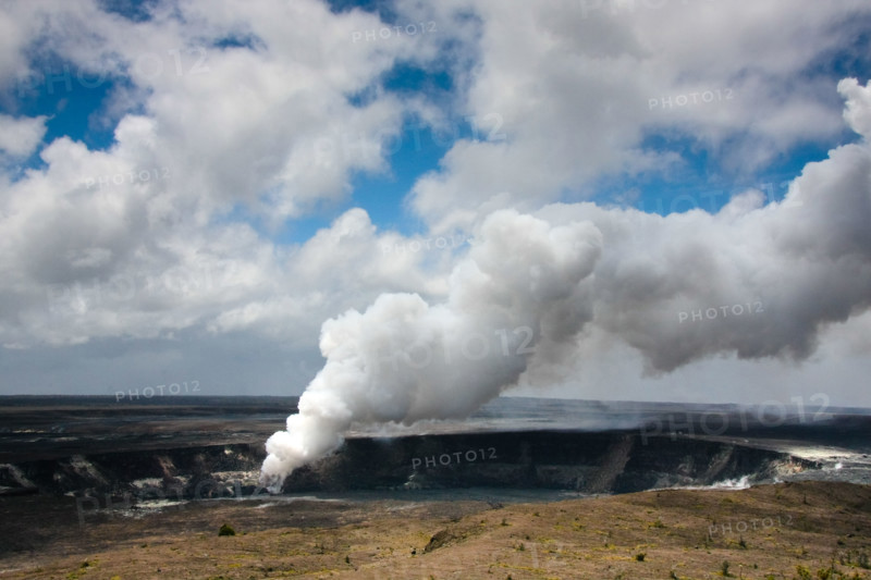 Halemaumau Crater - as seen from Halema'uma'u Crater Overlook along Crater Rim Drive at Kilauea Volcano National Park, Hawaii