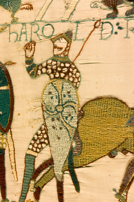 France Normandy, Bayeux, Tapestry panel 57, "Harold slain"