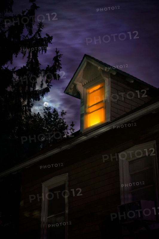 Spooky House With Moon At Night