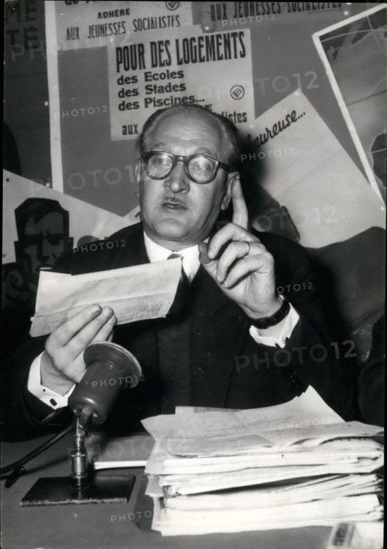 Dec. 12, 1955 - Election Campaign in Full Swing - Political Leaders of Different French Parties Have Launched the Election Campaign OPS : Guy Mollet, Leader of the Socialist Party, During His Press Conference This Morning