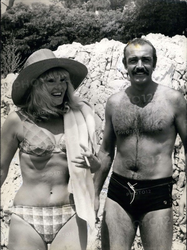 Aug. 03, 1967 - Sean Connery Wife Diane Cilento on Beach Villa Cap Antibes