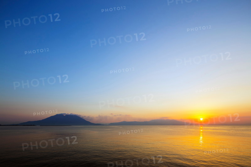 Sunrise over Sakurajima volcano, Kagoshima, Kyushu, Japan, Asia