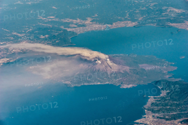 Aerial view of Sakurajima Island in Japan