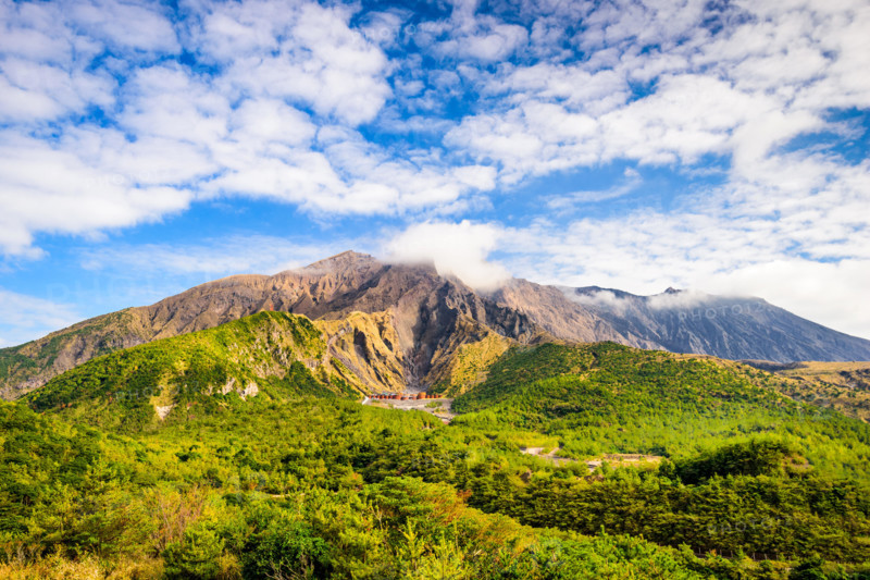 Sakurajima Volcano Crater in Kagoshima, Japan.