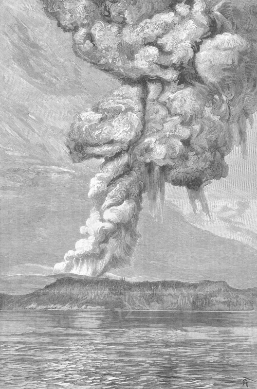 KRAKATOA Volcanic Eruption Krakatau, Sunda straits. Sumatra Java 1883. The Illustrated London News
