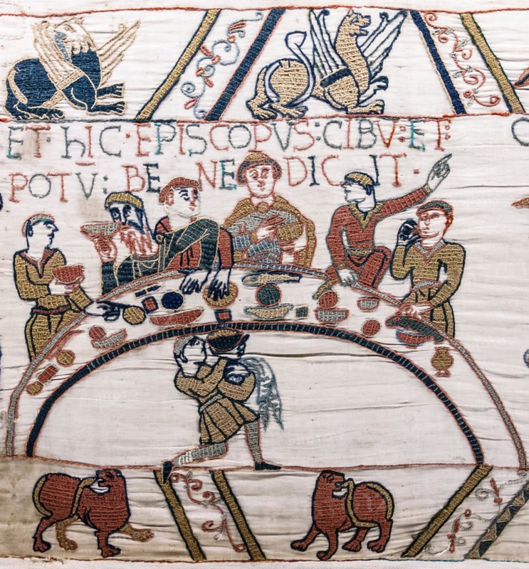 Bayeux Tapestry scene43 banquet Odo.