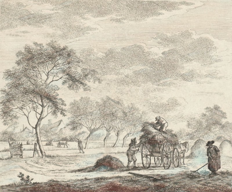 Landscape with hay wagon, Johannes Janson, 1783. Reimagined by Gibon. Classic art with a modern twist reimagined