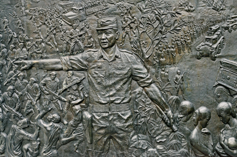jakarta, dki jakarta/indonesia - april 20, 2009: detail of the relief at pancasila sakti  memorial site