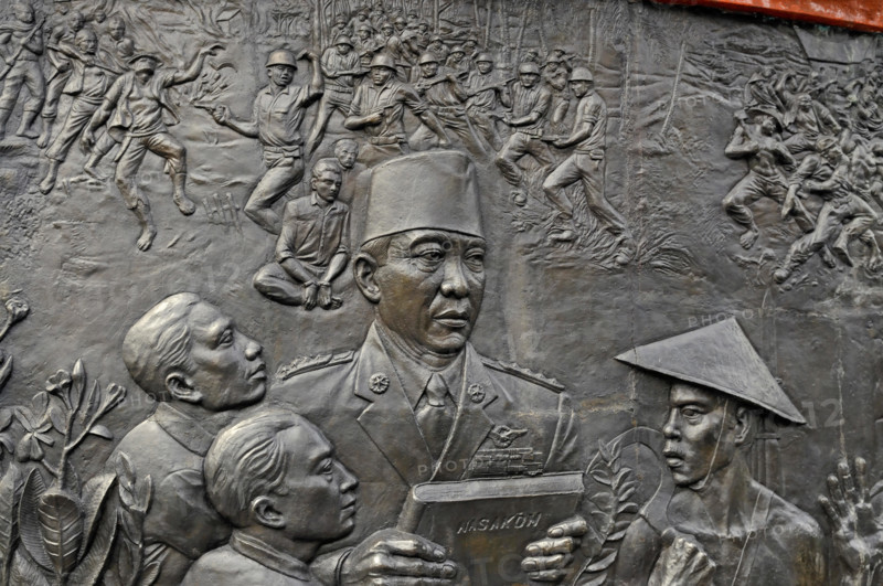jakarta, dki jakarta/indonesia - april 20, 2009: detail of the relief at pancasila sakti  memorial site