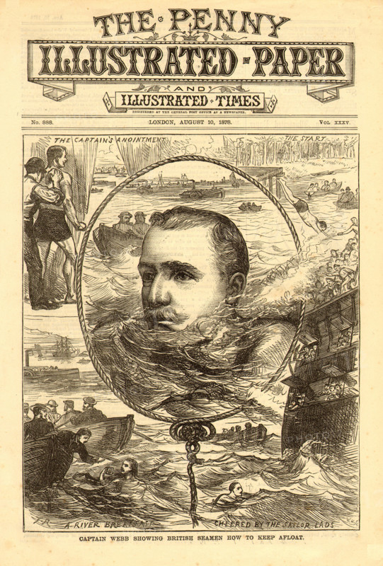 1878 Penny Illustrated Paper front page Captain Matthew Webb 1st English Channel Swimmer