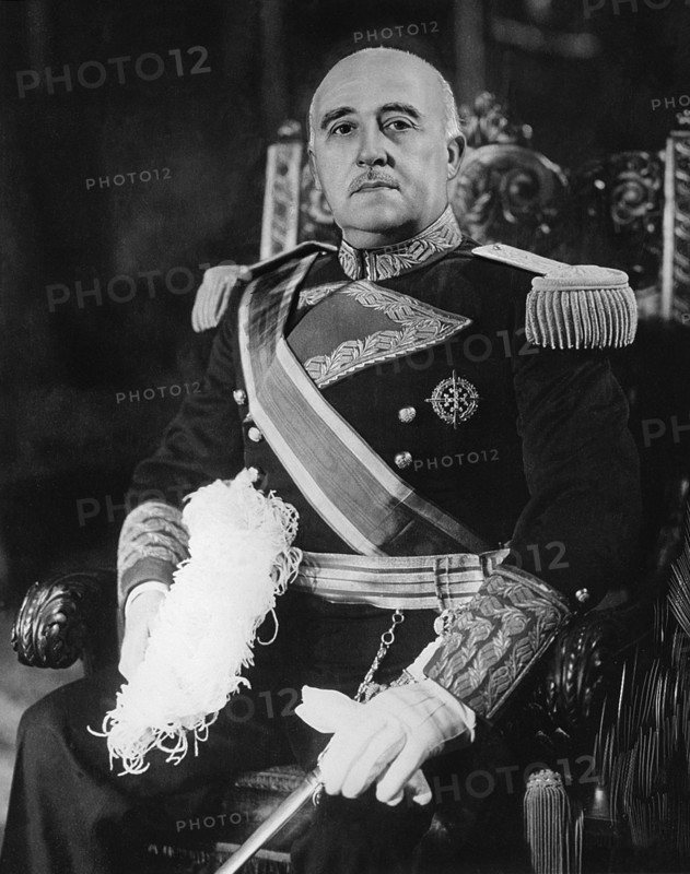 Francisco Franco Bahamonde (4 December 1892 – 20 November 1975) was the dictator of Spain from 1939 to his death in 1975.  A conservative, he was shocked when the monarchy was removed and replaced with a democratic republic in 1931. With the 1936 elections, the conservatives fell and the leftist Popular Front came to power. Looking to overthrow the republic, Franco and other generals staged a partially successful coup, which started the Spanish Civil War. With the death of the other generals, Franco quickly became his faction's only leader.  Franco received military support from local fascist,