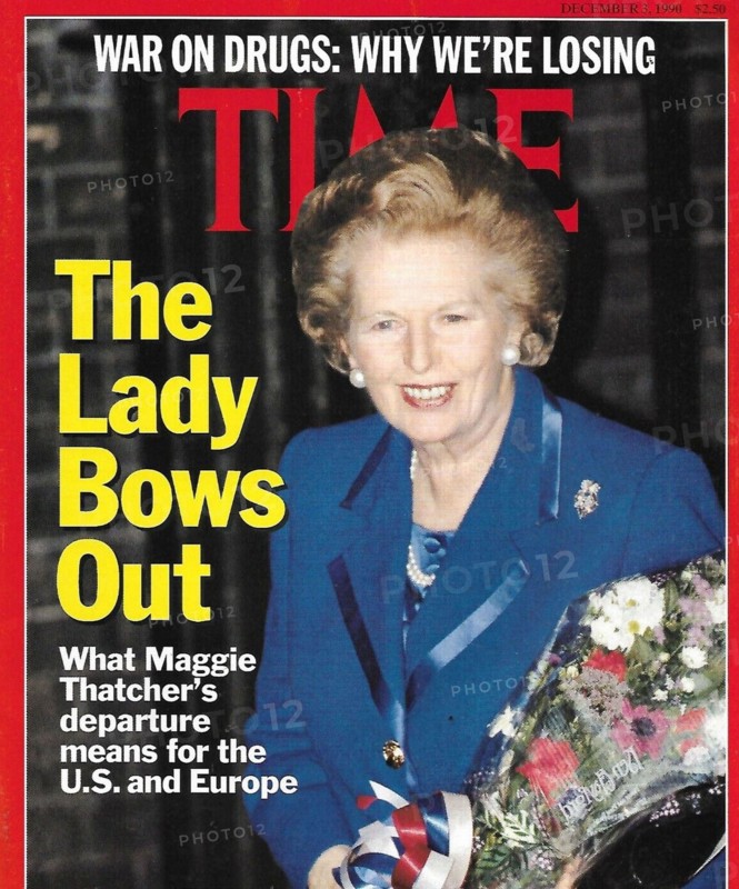 Time Magazine front cover announcing the resignation of Prime Minister Thatcher in November 1990.