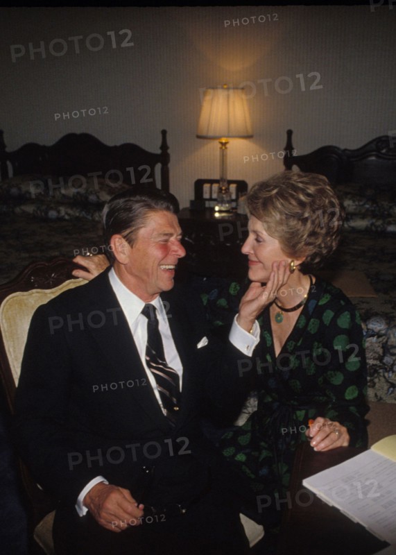 November 4 1980, Los Angeles California, USA: RONALD REAGAN with his wife NANCY REAGAN in their hotel room on election victory night making Ronald Reagan the 40th President of the United States in 1980 at the Century City Plaza Hotel. (Credit Image: © Michael A. W. Evans/ZUMA Press Wire)