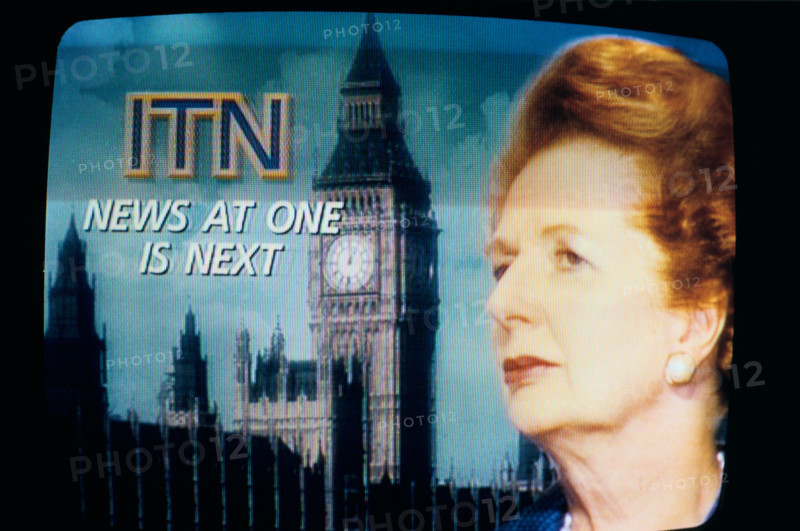 Margaret Thatcher Prime Minister, her resignation speech on 22 11 90 in the House of Commons as shown live on television 1990 1990s UK HOMER SYKES