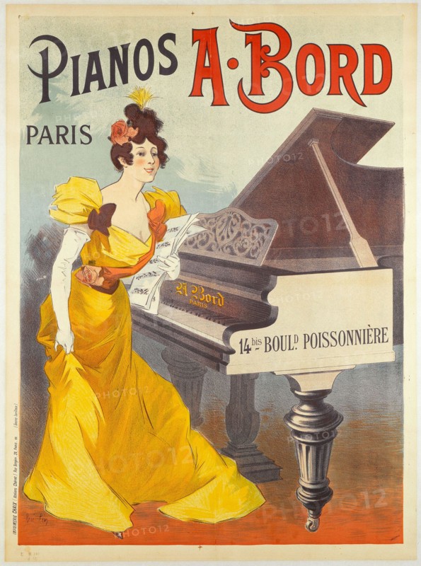 PIANOS A. sqm, 14A BOULD. POISSONNIERE, PARIS René Péan (1875-1940). Imprimerie Chaix. Pianos A. Bord, 14 bis Boulevard. Poissonnière, Paris. Affiche. Lithographie couleur. Paris, musée Carnavalet.