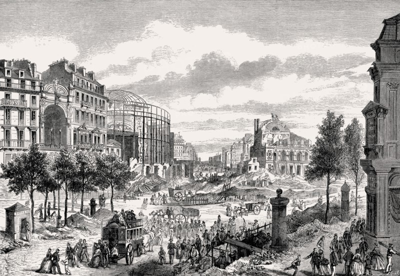 Road construction of the Boulevard du Prince-Eugène, demolition of the theaters, today Boulevard Voltaire, Paris, France, 1862,