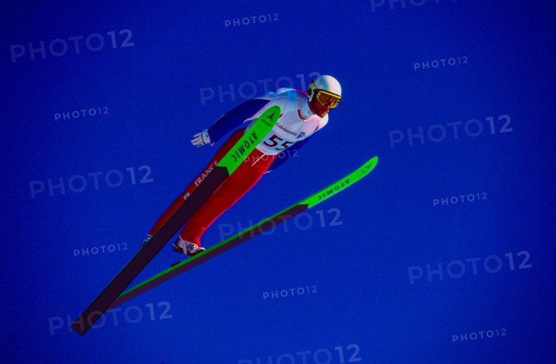 Didier Mollard (FRA) competing in the Men's K120 individual ski jumping at the 1994 Olympic Winter Games